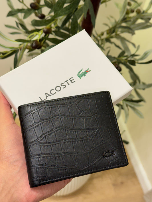 Lacoste Croc-Pattern Black Wallet