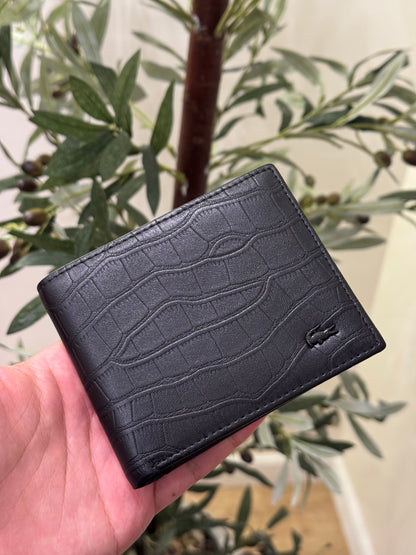 Lacoste Croc-Pattern Black Wallet