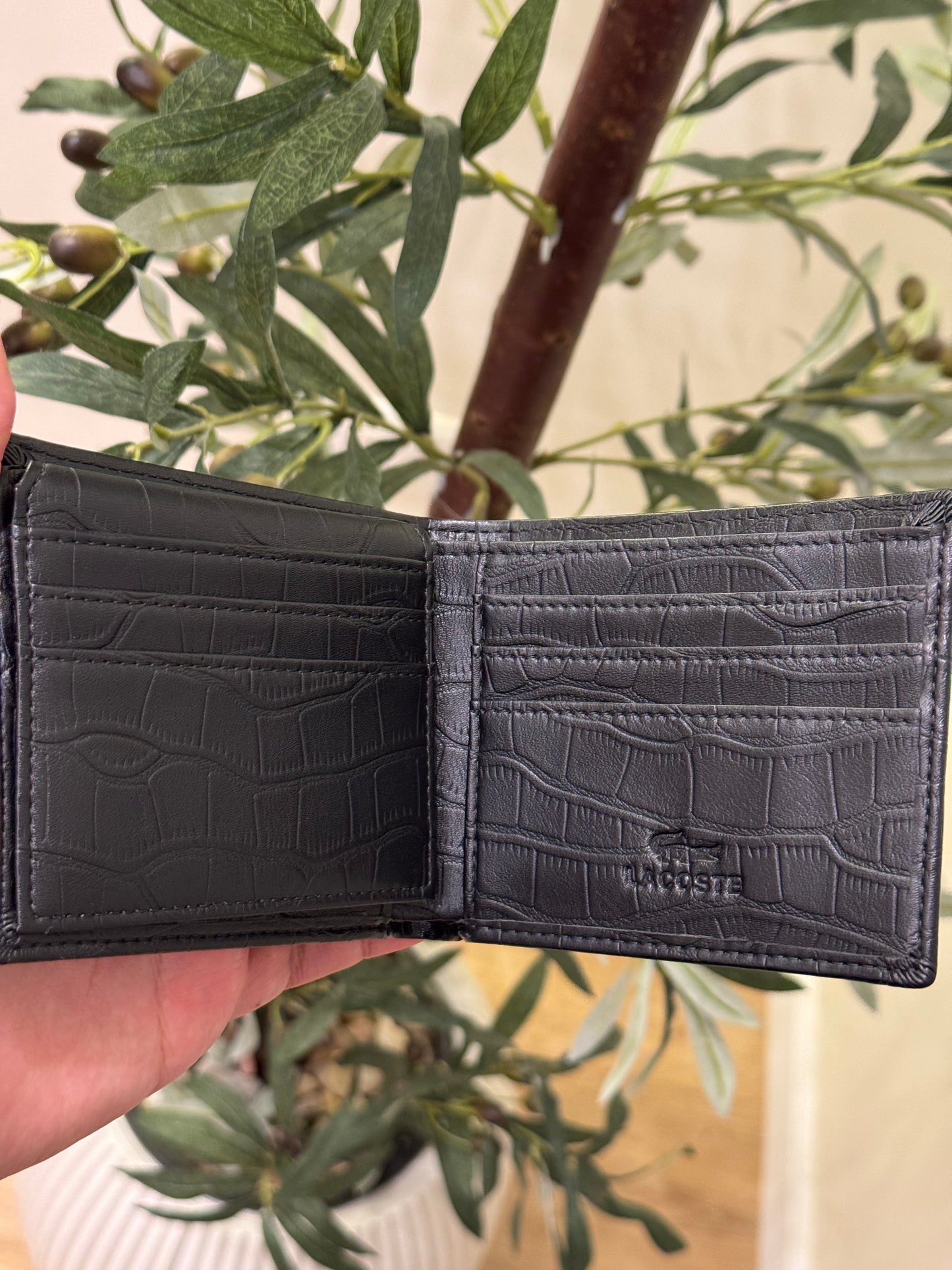 Lacoste Croc-Pattern Black Wallet