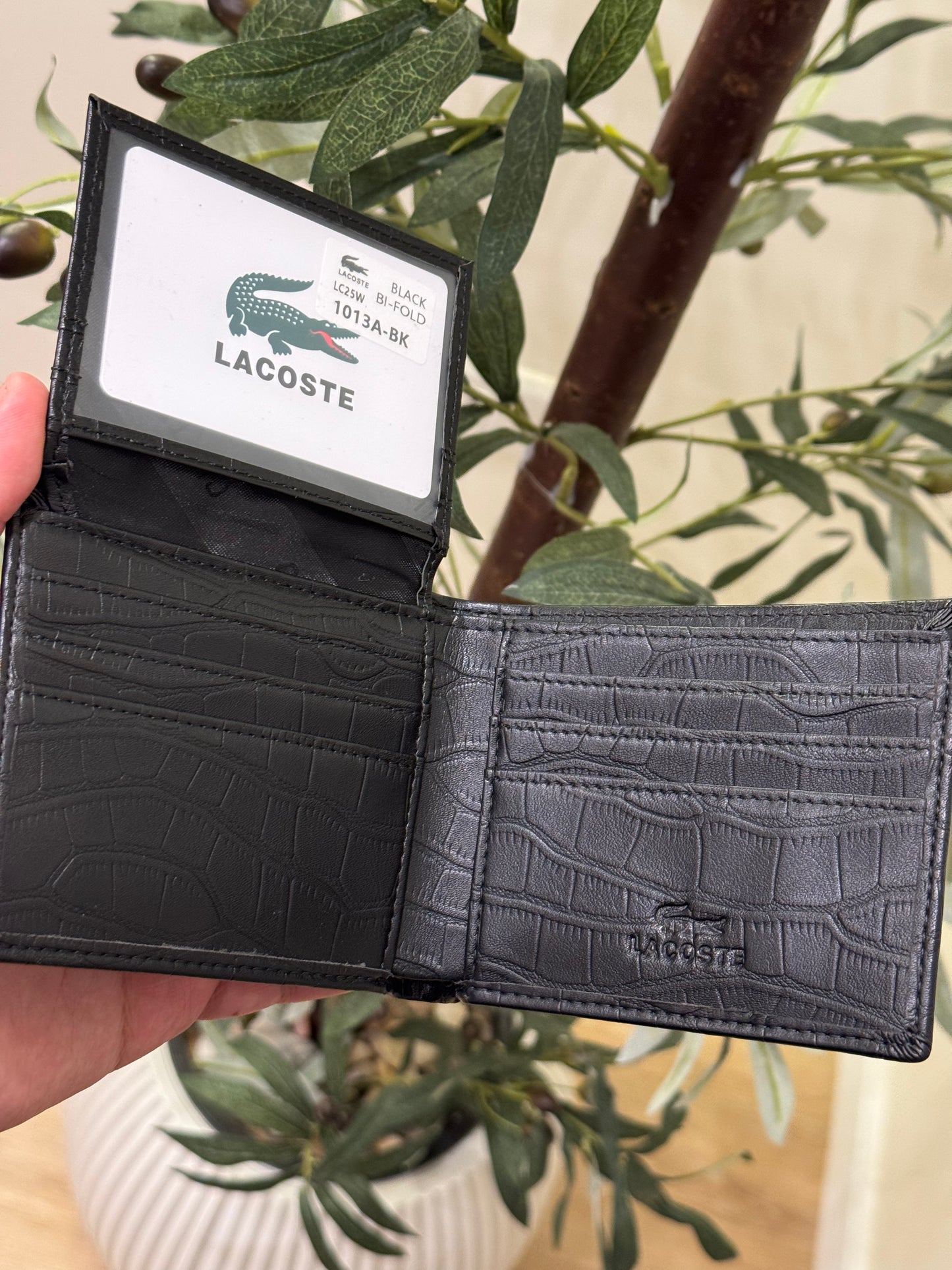 Lacoste Croc-Pattern Black Wallet